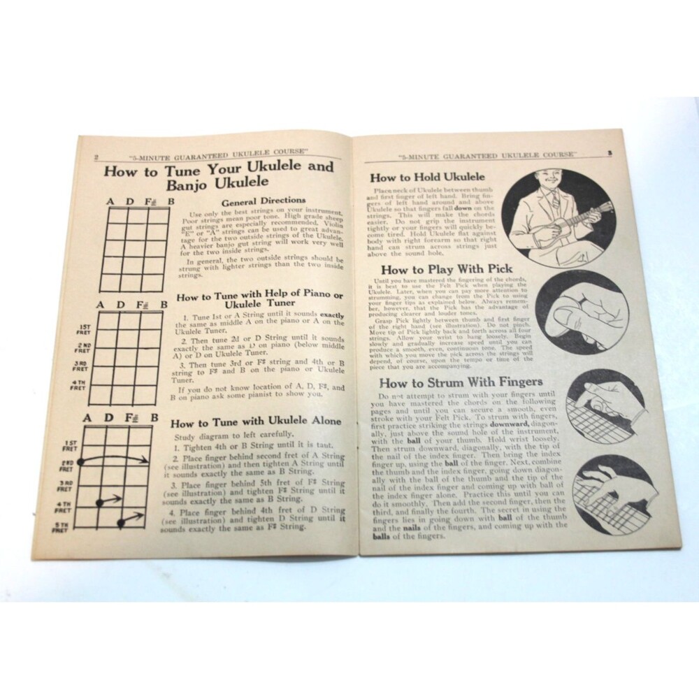 Illustrated 5 Minute Ukulele Course 1927 Vintage Instruction Music Method Guide - Picture 6 of 8